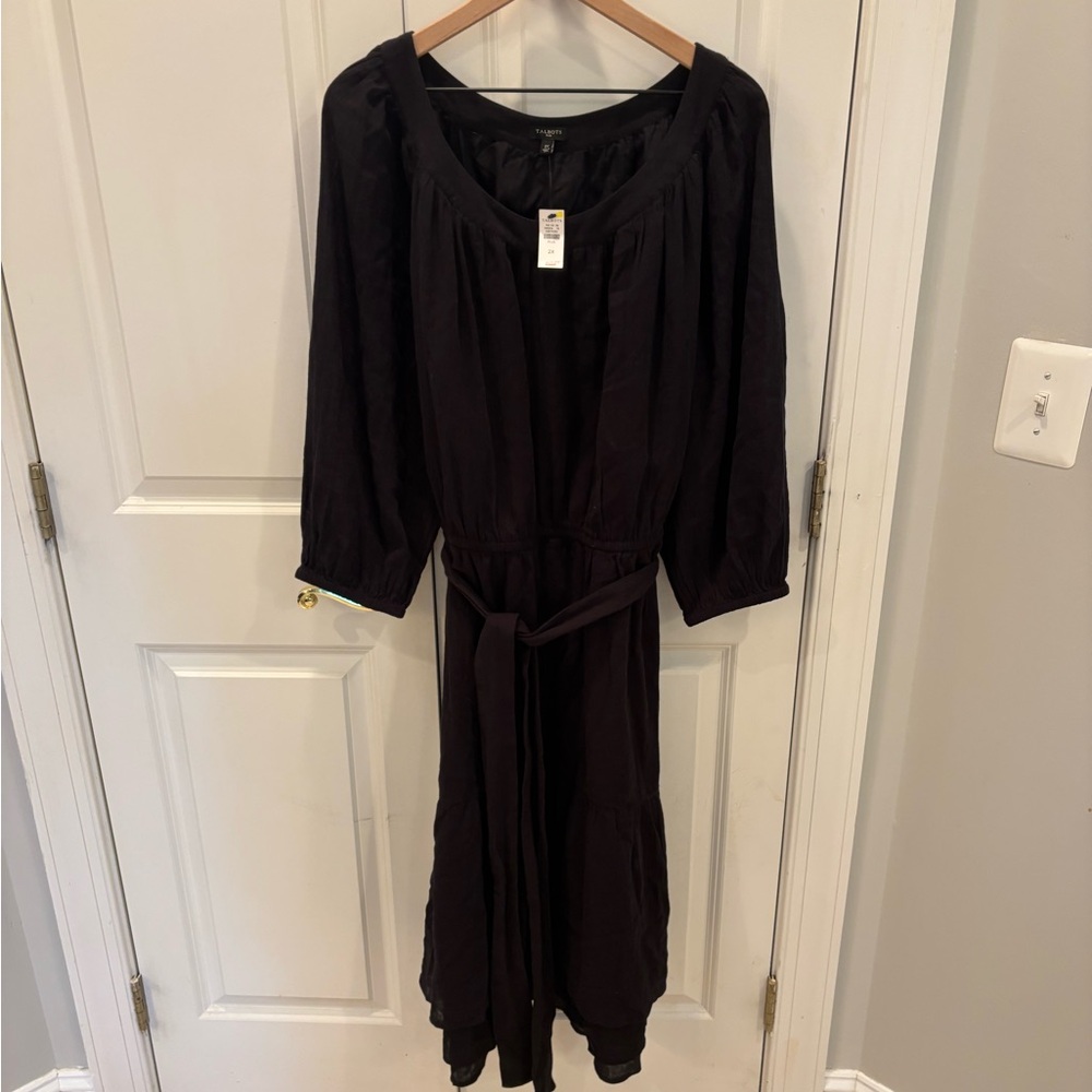 NWT Talbots Black Dress With Waist Tie 2X